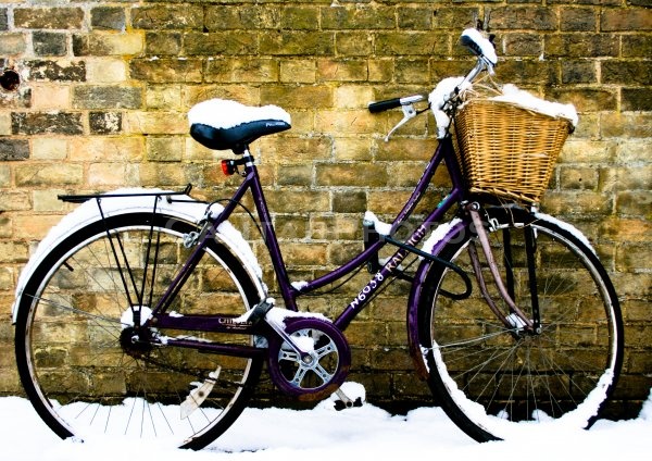 Snow bike outside Newnham